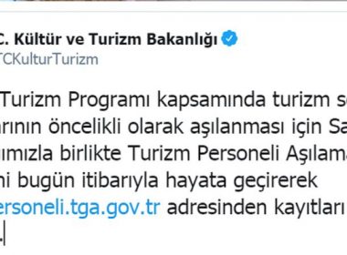 turizm çalışanları öncelikli aşılama